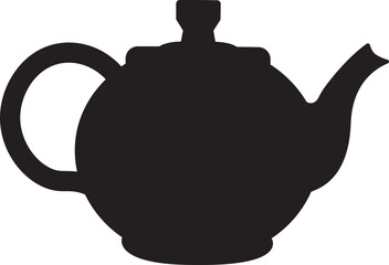 Teapot icon in flat style. Morning tea or coffee vector. Household kitchenware, breakfast mascot illustration. Kettle silhouette vector design graphic element isolated on transparent background.
