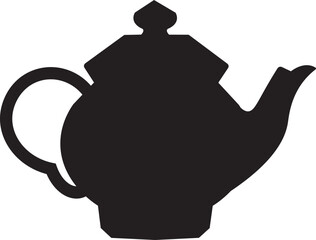 Teapot icon in flat style. Morning tea or coffee vector. Household kitchenware, breakfast mascot illustration. Kettle silhouette vector design graphic element isolated on transparent background.