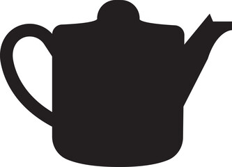 Teapot icon in flat style. Morning tea or coffee vector. Household kitchenware, breakfast mascot illustration. Kettle silhouette vector design graphic element isolated on transparent background.