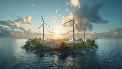 Sustainable Island with Wind and Solar Power