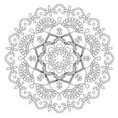 Print Blossom Mandala Shape. Circular pattern in form of mandala, tattoo, decoration. Decorative ornament in ethnic oriental style. 