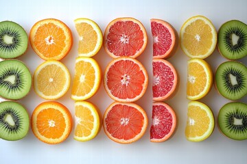 Colorful Citrus and Kiwi Fruit Slices