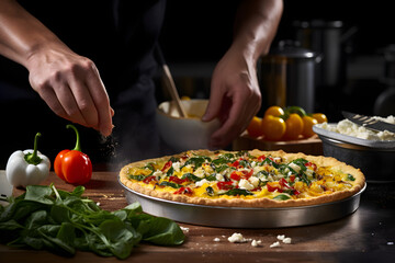 Culinary Adventure: Witness the Exciting Craft Process of Baking a Homemade Quiche with Fresh, Vibrant Ingredients