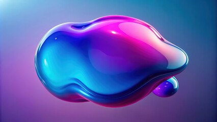 Blue and purple gradient color floating liquid blob in rendering picture, liquid, blob, gradient, blue, purple,rendering