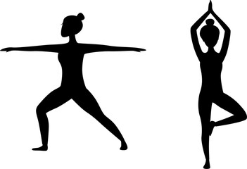 woman yoga poses vector art