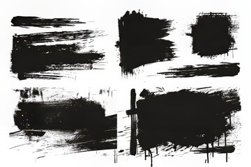 Fototapeta premium Dynamic black paint strokes on a white background showcasing artistic expression.