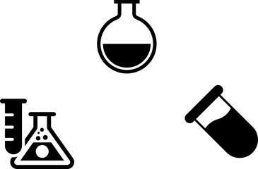 Lab flask icons set. Chemical flask, science, test tube, laboratory glass symbol. Vector illustration.