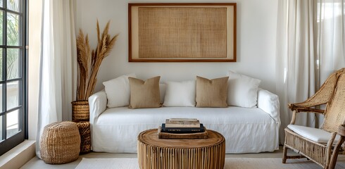 Coastal Minimalist Living Room Decor Features Neutral Tones