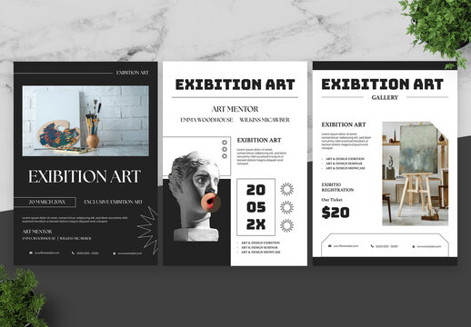 Black And White Art Exbithion Flyer