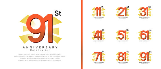 anniversary logo set. vector design orange color can be use for celebration moment