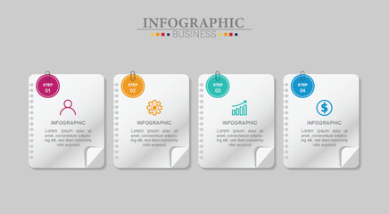 Infographic design with icons and 4 steps option for business template.