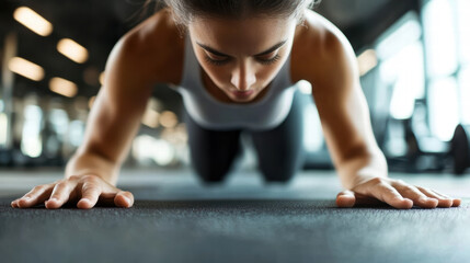 Fototapeta premium A woman is doing a handstand on a mat