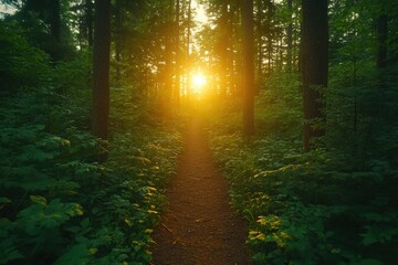 Obraz premium Sunlit Forest Path