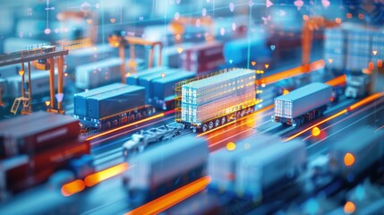 Fototapeta premium Distribution Center: A facility designed for storing and shipping goods to retailers and customers, streamlining the supply chain for fast, reliable deliveries. 