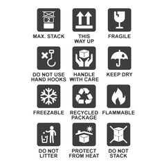 Carton box, flat symbol for warning sign