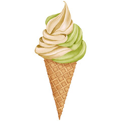 Swirled Soft Serve Ice Cream Cone Illustration