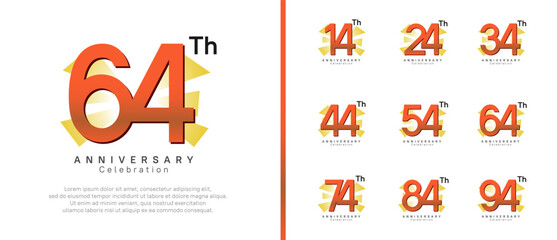 anniversary logo set. vector design orange color can be use for celebration moment