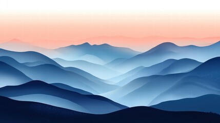 Serene Blue Mountain Landscape at Sunset