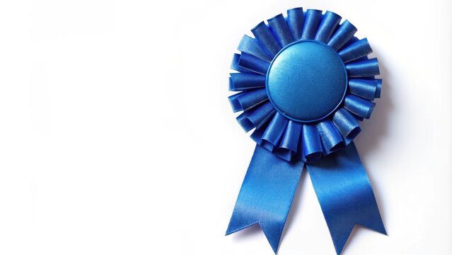 Blue ribbon with shiny and crisp texture, symbolizing excellence and achievement, blue, ribbon, award, prize