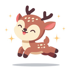 Playful Deer Illustration in Flat Vector Design Cute Animal Graphic for Nature Lovers