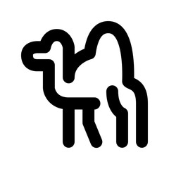 Vector line icon for camel in desert isolated on background