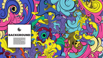 Colorful doodle art with various elements. it is suitable for background, book cover, cover, template, flayer, summer project. it is also useful for coloring book project.