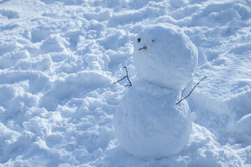 新雪の雪だるま