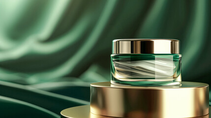 Face cream moisturiser, skincare and bodycare product on green background, spa and organic beauty cosmetics for natural skin care routine