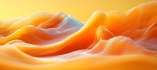 Fototapeta premium An abstract landscape of fluid, flowing waves in warm orange and soft white hues creating a sense of depth and tranquility.