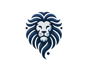 Lion head logo, lion head icon, lion face logo. Simple silhouette. Flat style. Black and white lion face icon logo. Logo design template. Vector illustration. Animal logotype concept.