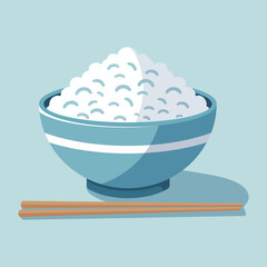 Delicious hot white rice vector illustration in flat style