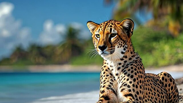 a cheetah on the beach footage