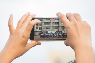運動会　スマホ撮影