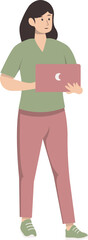 Illustration of Person with Technology. Vector Character in Flat Cartoon Design Style.