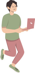 Illustration of Person with Technology. Vector Character in Flat Cartoon Design Style.