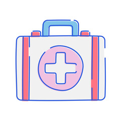 First Aid Kit Icon with soft color palette in doodle Illustration style Ideal for health and pharmacy themed designs
