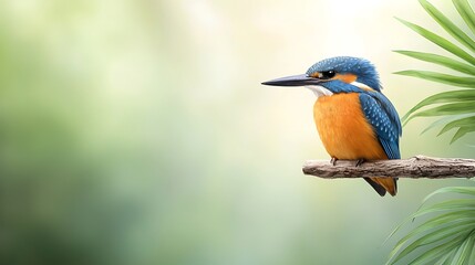 Elegant kingfisher perched on a branch in a lush green environment nature photography