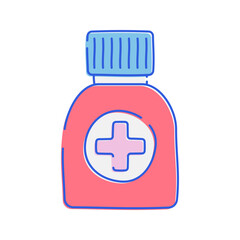 Medicine Bottle Icon with soft color palette in doodle Illustration style Ideal for health and pharmacy themed designs
