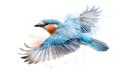 Fototapeta premium Wildlife beauty a graceful bluebird in flight - dynamic digital art with vibrant colors