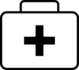 First aid kit icon. Medical kit sign. Case with cross. First aid help icon. Medical help sign. Vector illustration