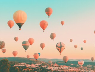 Obraz premium balloons, bright, refreshing colors in the sky