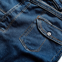 Fototapeta premium Close-up of blue denim fabric with visible stitching details.