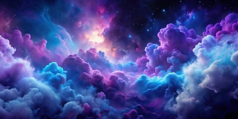 Fototapeta premium Abstract cosmic clouds in shades of purple and blue on a dark background, cosmic, clouds, abstract, purple, blue, space