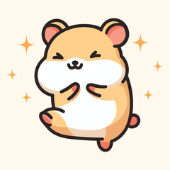 Happy kawaii guinea pig cartoon vector illustration in flat style