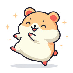 Happy kawaii guinea pig cartoon vector illustration in flat style