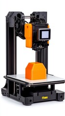 Fototapeta premium 3D Printer Manufacturing Orange Object Technology Innovation Modern Machine