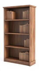 Wooden Bookcase Bookshelf Home Library Four Shelves Brown Wood Vintage Books Room Decor