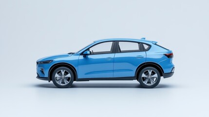 Fototapeta premium Stylish Blue Compact SUV Modern Car Design Side View
