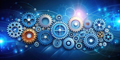 Obraz premium CRM Creative with Technological Gears , technology, customer relationship management, CRM,gears, innovation, concept