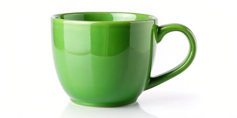 Green ceramic mug isolated on white background, Green, ceramic, mug, cup, drink, beverage, isolated, white background, kitchenware